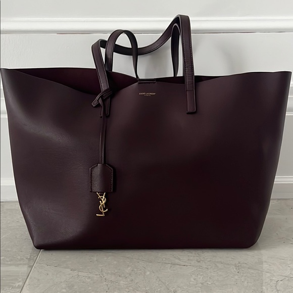 Saint Laurent Burgundy East West Leather Tote Bag - Picture 2 of 16